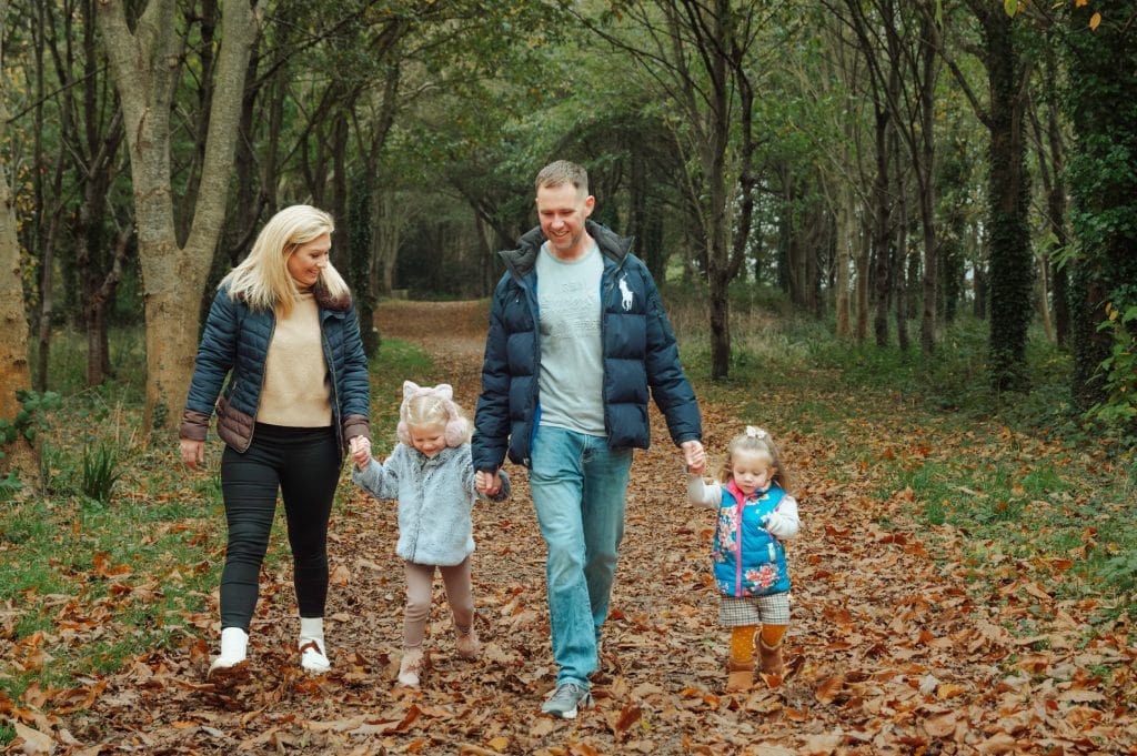 woodland walk with family in Cofton Woods